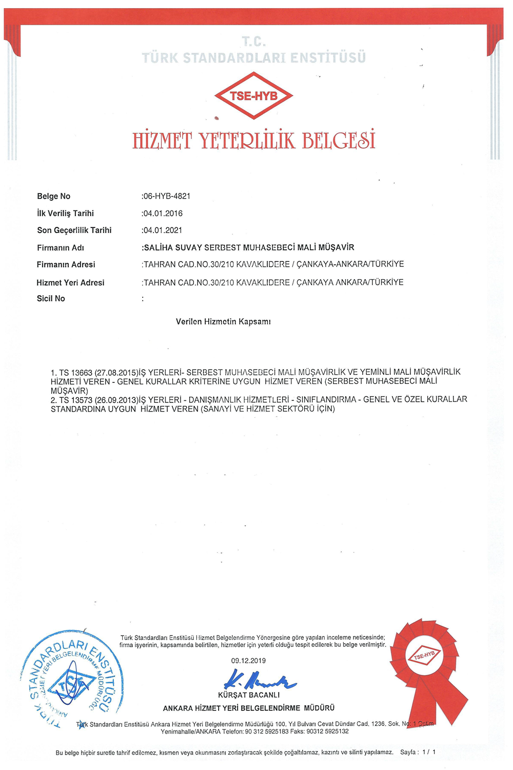 Hizmet Yeterlilik Belgemiz